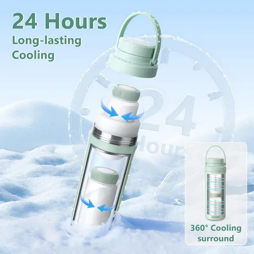 Vista 2 de MYPIN Enfriador portátil de leche materna de 22 onzas para exteriores, tubos de enfriamiento de 360° durante 24 horas con 2 biberones de bebé