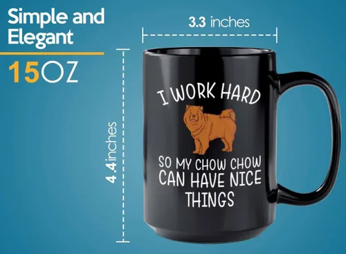 Vista 5 de Chow Chow Lover Taza de café de 15 onzas color negro - My Chow Chow - Amantes de los perros Pet Mom New Puppy Snarky Puppy Pup Dueño Perro Mama