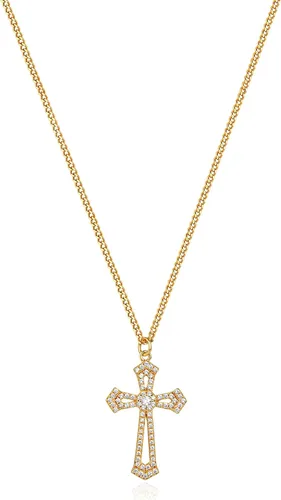 Vista 134 de Fettero - Collar con dije de cruz de fe, chapado en oro de 14 K, cadena fina, minimalista, simple, pequeña, para oración, regalo de joyería religiosa