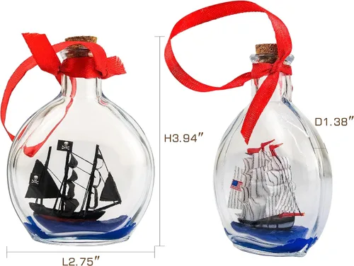 Vista 2 de SAILINGSTORY - Juego de 2 adornos náuticos modelo barco en botella