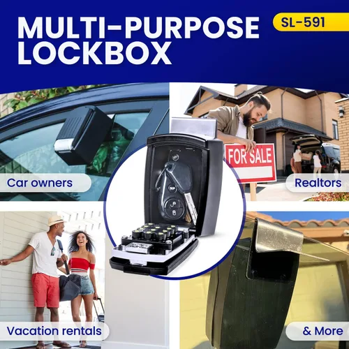 Vista 8 de KeyGuard Pro SL-591 - Caja de bloqueo con botón de golpe para vidrio del automóvil, Negro
