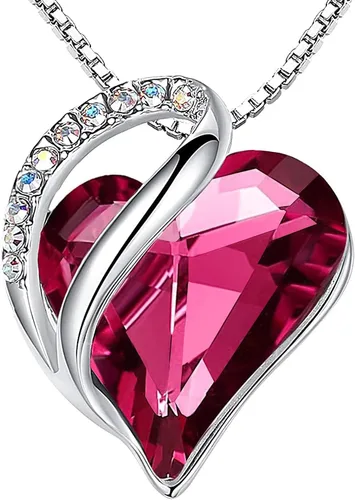 Vista 26 de Leafael - Collares para mujer, dije de corazón de amor infinito con cristales de piedra natal, cadena chapada en plata de 18 + 2 pulgadas, regalo