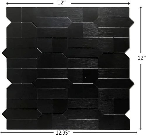 Vista 3 de XUANINY 7 hojas de azulejos metálicos para salpicaduras de muro, autoadhesivas, múltiples formas, mosaico de aluminio 3D, adhesivo de pared