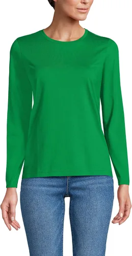 Vista 17 de Lands' End - Camiseta de manga larga, cuello redondo y holgada de algodón Supima cultivado en EE. UU. para mujer Blanco
