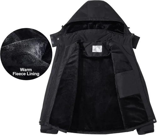 Vista 3 de CAMEL CROWN Chaquetas de esquí de invierno cálidas para mujer abrigo de nieve impermeable con capucha chaqueta de lluvia resistente al viento