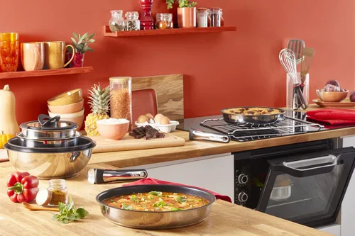 Vista 4 de Tefal Ingenio Preference ON - Juego de cacerolas, 7 piezas, apilable, mango extraíble, ahorro de espacio, antiadherente, inducción, acero