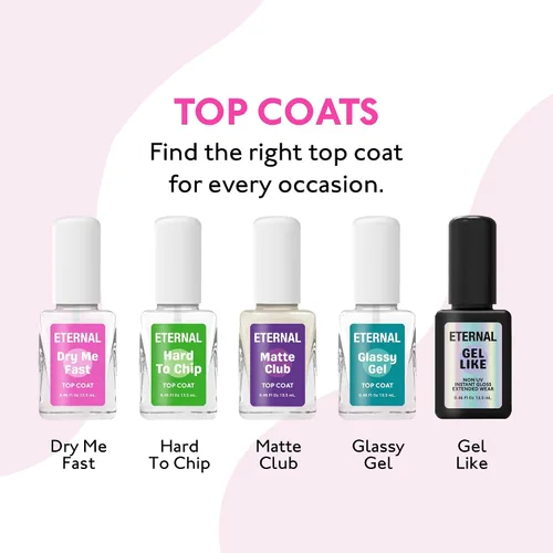 Vista 7 de Eternal Capa superior de secado rápido Sellador de esmalte de uñas de alto brillo de secado rápido, acabado transparente resistente a las manchas