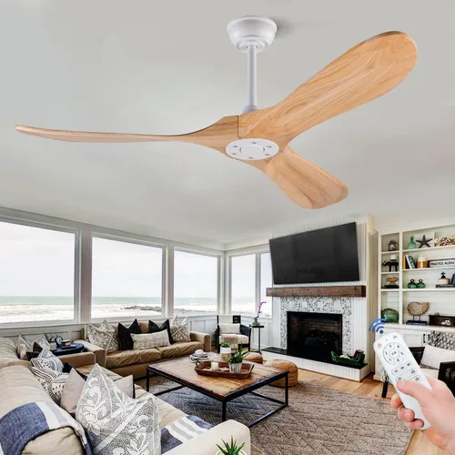 Vista 26 de Ventiladores de techo de 42 pulgadas sin luces, ventiladores de techo negros sin luces con control remoto, 3 aspas de madera maciza, ventilador
