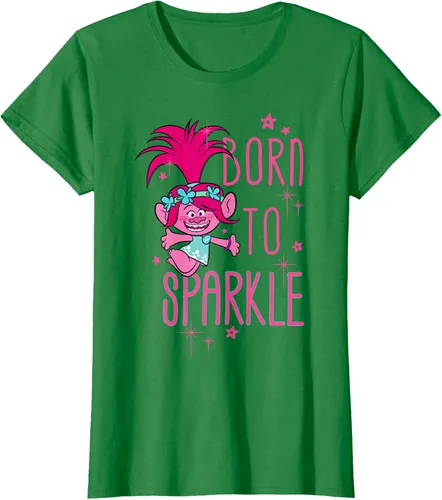 Vista 43 de DreamWorks Trolls Camiseta Born to Sparkle Negro