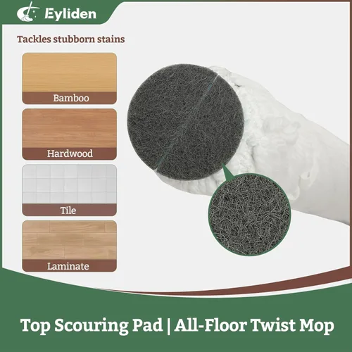 Vista 3 de Eyliden Trapeador giratorio – Simple, mango largo de 57 pulgadas, trapeador de cuerda de microfibra autoescurrido para limpieza de suelos, atrapa
