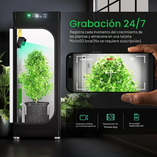 Vista 6 de VIVOSUN GrowCam C4, cámara inteligente WiFi 2K QHD para carpa de cultivo y caja de cultivo inteligente VGrow, compatible con WiFi de 2.4GHz
