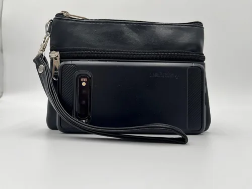 Vista 3 de Liberty Leather Bolso de mano con cremallera para mujeres y niñas con correa extraíble Bolsa organizadora de maquillaje de cuero vegano Pequeña