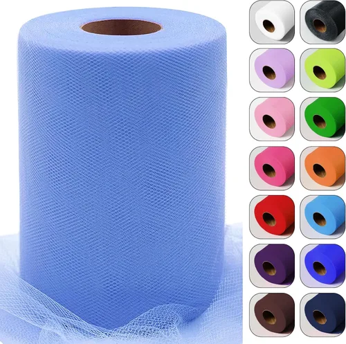 Vista 24 de Rollos de tela de tul verde ácido de 6 pulgadas por 100 yardas (300 pies) Cinta de tul para tutú, falda, envoltorio de regalo, decoración de boda