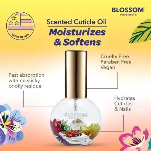Vista 7 de Blossom Aceite para cutículas hidratante, hidratante, fortalecedor, perfumado, infundido con flores reales, fabricado en Estados Unidos, 0.84 onzas