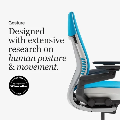 Vista 3 de Steelcase Gesture - Silla de oficina, Textil, azul Jay