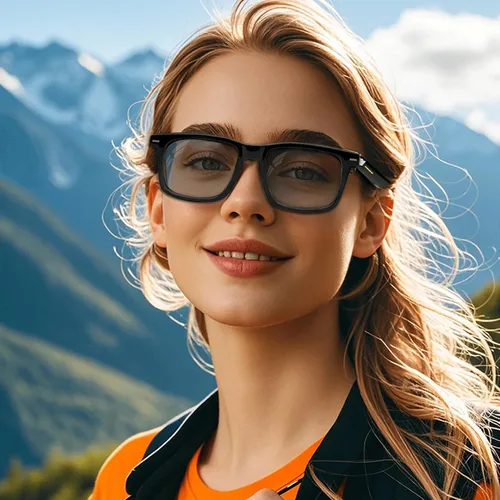 Vista 7 de Gafas inteligentes de traducción AI con Chat GPT, Bluetooth 5.3 para hombres y mujeres con 150 idiomas y acentos, IP67, lentes de cambio