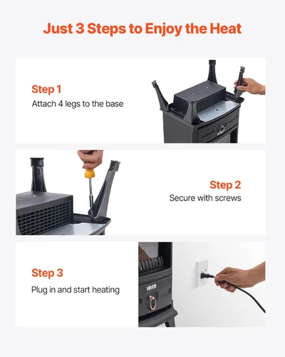 Vista 5 de VEVOR - Chimeneas independientes de 22.8 pulgadas, calefactor eléctrico portátil de chimenea de 1500 W y 5120 BTU, con protección contra