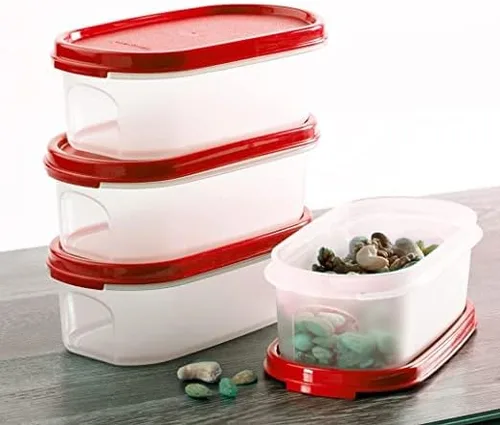 Vista 2 de Tupperware. MM Oval #1 contenedores 16.9 fl oz juego de 4 piezas - Rojo (Tup)
