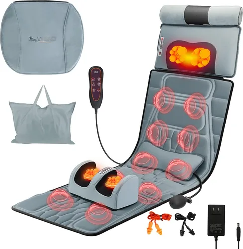 Vista 12 de KOCASO Alfombrilla de masaje de cuerpo completo de piel sintética, almohadilla multifuncional para silla de masaje con temporizador de calor