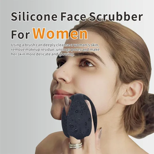 Vista 3 de Limpiador facial de silicona suave, limpiador corporal para limpieza profunda, exfoliación, 2 cepillos corporales de silicona para mujeres