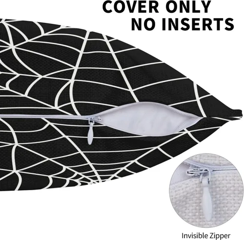 Vista 3 de Juego de 2 fundas de almohada de Halloween de 16 x 16 pulgadas, fundas cuadradas de lino decorativas de lino para el hogar, la cama o el sofá