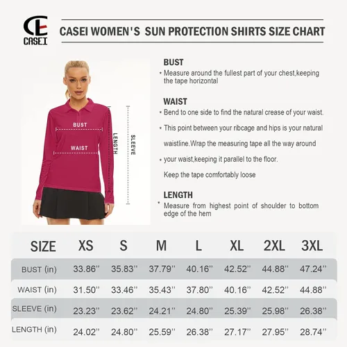 Vista 6 de Camisa polo de golf de manga larga para mujer, con protección solar UPF50+, absorbe la humedad, secado rápido