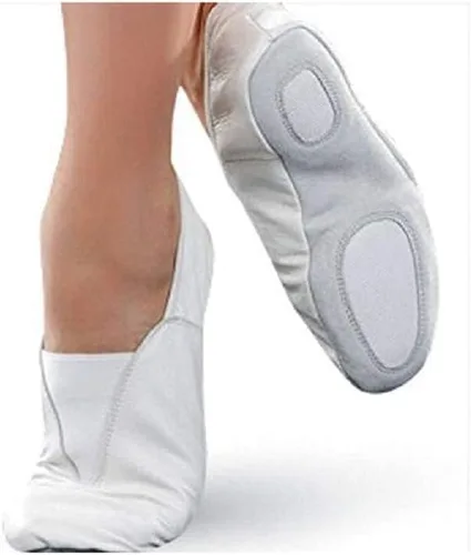 Vista 2 de Zapatillas de gimnasia con suela de caucho, zapatillas de gimnasia en piel de cabra, todos los tamaños, estilo similar a Capezio