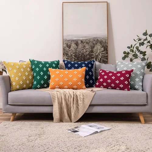 Vista 7 de MIULEE - Juego de 2 fundas de almohada decorativas para funda de cojín de jacquard de rombos, funda de cuadros suaves para sofá, cama, dormitorio