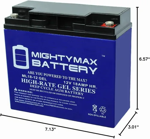 Vista 9 de Mighty Max Battery Mighty Max Battery ML18-12 GEL - Batería recargable de 12 V 18 Ah, tipo GEL, terminal de rosca interna (INT), batería SLA AGM