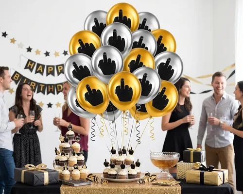 Vista 4 de DS. DISTINCTIVE STYLE Middle Finger Balloons 12 Inch Latex Balloons Set of 12 Party Balloons Funny Birthday Decorations for Men and