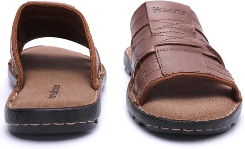 Vista 6 de Harssidanzar Sandalias de cuero para hombre, espuma viscoelástica, ligeras, de verano, sandalias para hombre, sandalias de playa para exteriores