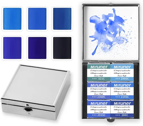 Vista 7 de Caja de estuche de acuarela portátil de mini lata de 12 pozos vacía con bandeja de mezcla de pintura es un pequeño kit de almacenamiento para viajes