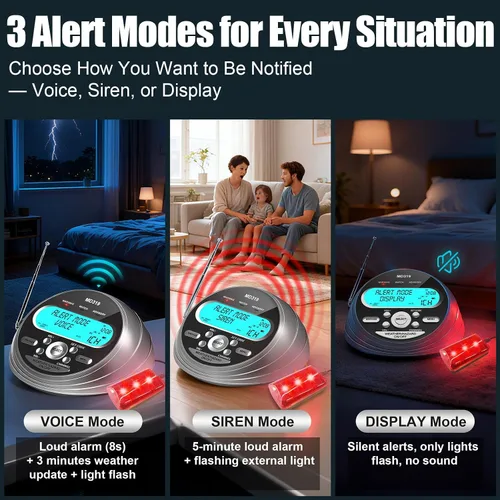 Vista 4 de NOAA Weather Radio-S.A.M.E. Programación localizada, radio de alerta meteorológica con más de 80 alertas de emergencia, reloj despertador, radio