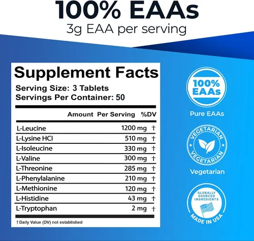 Vista 2 de Ultimate Suplemento de aminoácidos esenciales 100% para definición, ayuno y entrenamientos - Los 9 EAA, 40% leucina - Proporción BCAA ideal