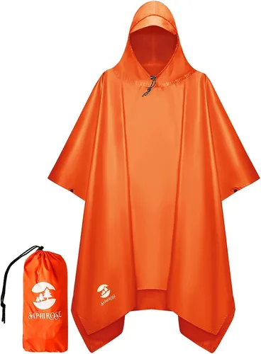Vista 13 de SaphiRose Poncho de lluvia con capucha, impermeable, para hombres, mujeres y adultos Algas Azul 1 Pack