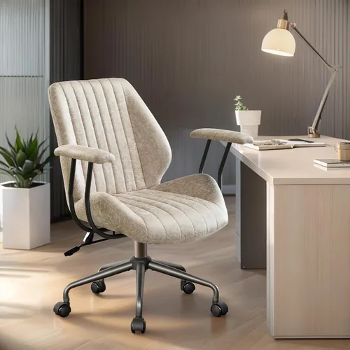 Vista 10 de Silla ergonómica de oficina giratoria de piel sintética para oficina en Marrón