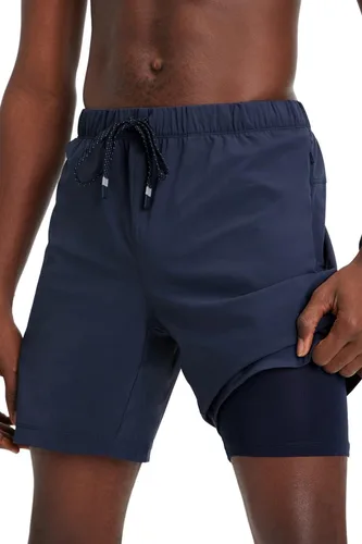 Vista 14 de Fabletics The One - Pantalón corto para hombre (forro), entrenamiento, natación, ligero, de secado rápido, bolsillo con cremallera, tejido elástico