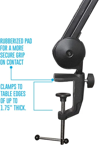 Vista 5 de AxcessAbles - Brazo de brazo de micrófono resistente de 3.3 pies con cable XLR de 6 pies y lazos, capacidad de 5 libras, soporte de escritorio