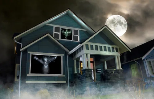 Vista 2 de Video de compilación de fantasmas y espectros de ilusiones espectrales en USB con pantalla de proyección trasera de Reaper Brothers.