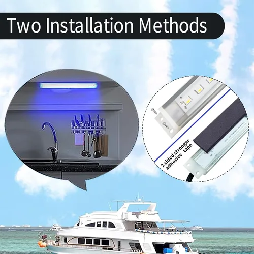 Vista 2 de Luces de cortesía marinas LED para barco RGBW montaje en superficie 10-24 voltios (20 pulgadas de longitud)