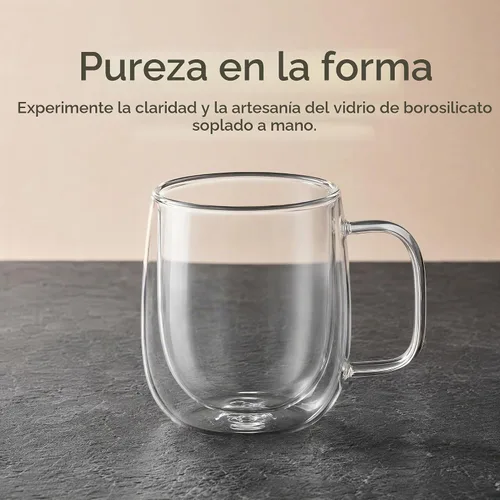 Vista 7 de Little World Taza de café de vidrio, 8.5 onzas, doble pared, aislada, resistente al calor, para té, café, café con leche, capuchino, espresso, té