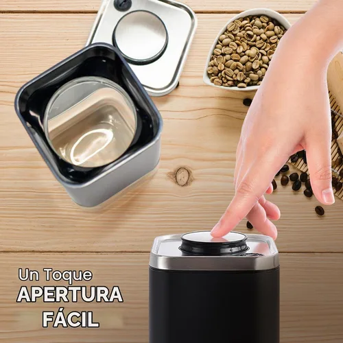 Vista 5 de Kaffe - Recipiente de vidrio para café (12 onzas) con tapa hermética, sello de clic para liberar, vidrio sin BPA y acero inoxidable, elegante
