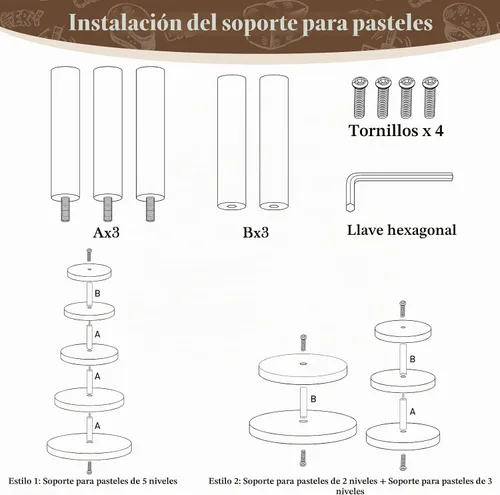 Vista 7 de Ayfjovs - Soporte redondo de madera para cupcakes de 5 niveles para fiesta de boda