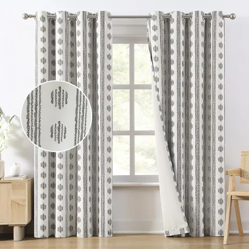Vista 24 de Melodieux Cortinas bohemias 80% opacas de 63 pulgadas de largo para dormitorio, sala de estar, oscurecimiento de sala de estar, cortinas