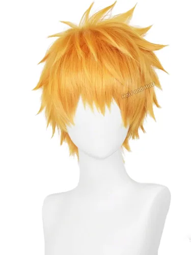 Vista 26 de Peluca corta y recta de anime para cosplay de anime de 14 pulgadas, peluca