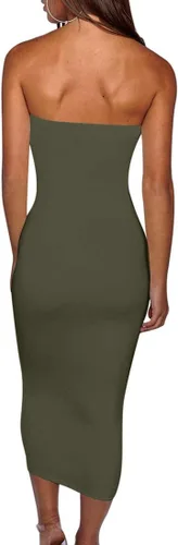 Vista 5 de BORIFLORS - Vestido de tubo Bodycon sin mangas para mujer, largo midi