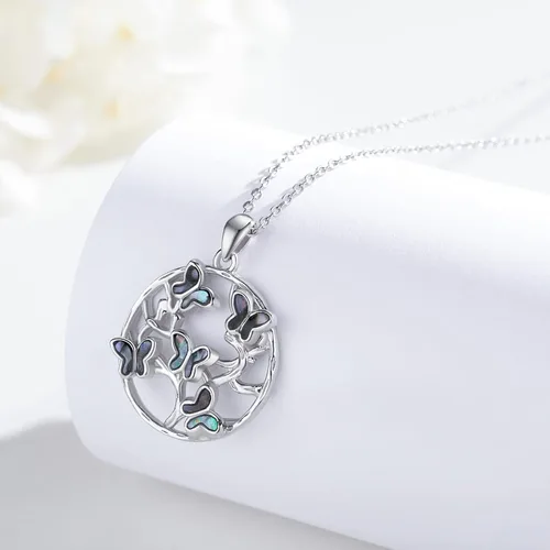 Vista 5 de YEESIA Lucky 4 Leaf CloverLotus TurquoiseRoseTree of Life Necklace for Women Girls 925 Sterling Silver Pendant HeartButterfly Necklaces Birthday