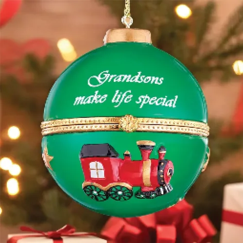 Vista 5 de Collections Etc Adornos navideños con cita conmovedora y colgador dorado, compartimento interior para regalo pequeño, hermana