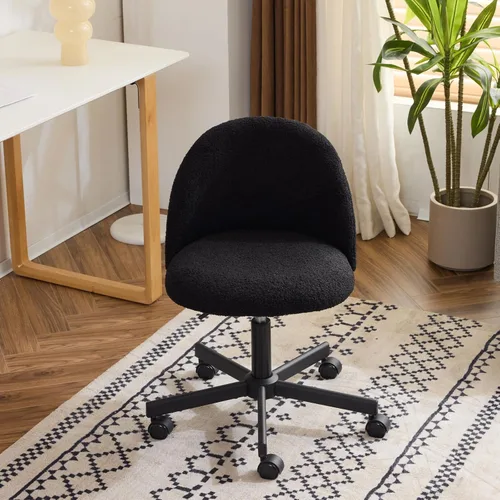 Vista 12 de VINGLI Silla Candy sin Brazos, Linda Silla de Escritorio, Cómoda Silla Pequeña de Oficina con Ruedas, Silla de Tocador con Soporte Lumbar, Silla