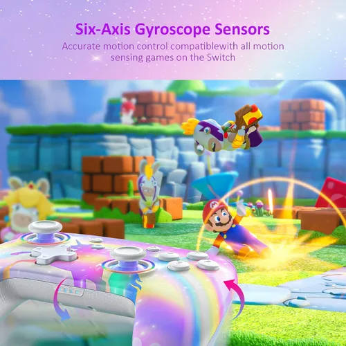 Vista 5 de NexiGo Controlador para SwitchSwitch LiteOLED controladores inalámbricos Bluetooth para Nintendo Switch con vibración movimiento turbo y luz LED